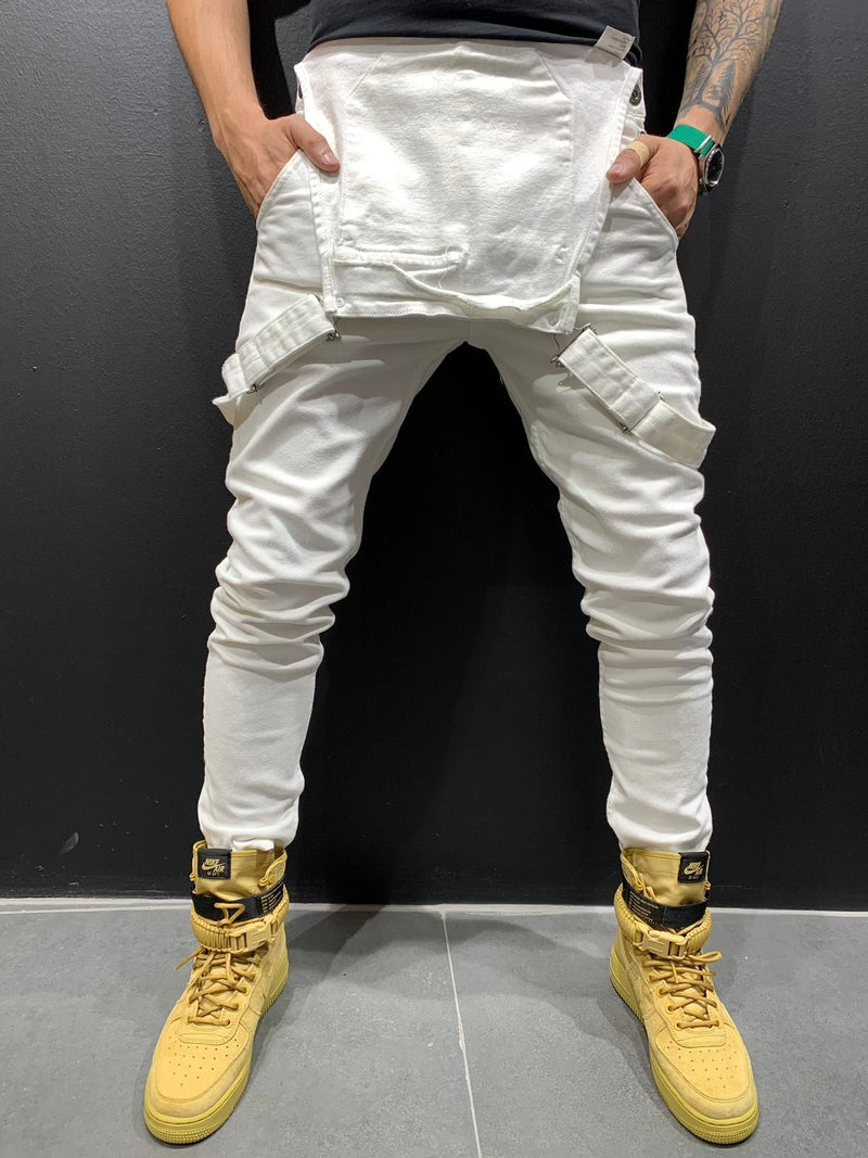 Denim Latzhose Jeans Weiß ES001