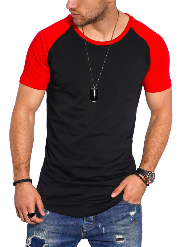 T-Shirt Raglan Schwarz/Rot MT-7140